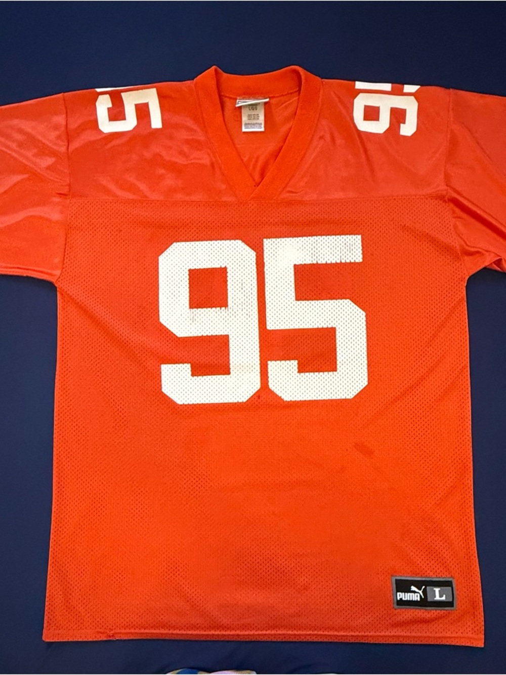 Puma Orange Mesh Football Jersey with White 95